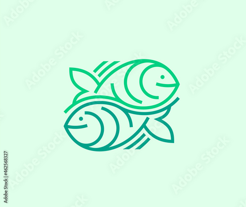 Two fishes symbol or logo template