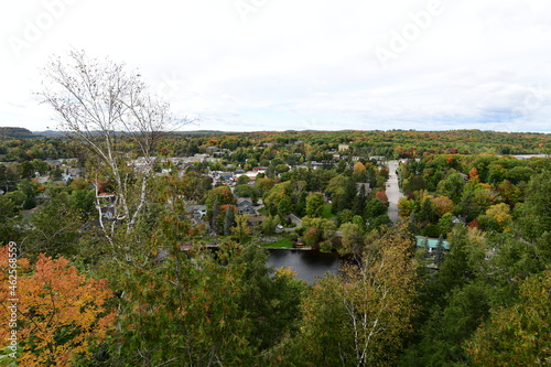 view on small town in autumn