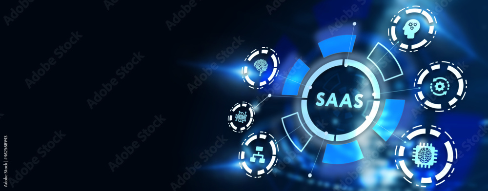 Software as a Service SaaS. Software concept. Business, modern technology, internet and networking concept. 3d illustration Software as a Service SaaS. Software concept. Business, modern technology, internet and networking concept. 3d illustration