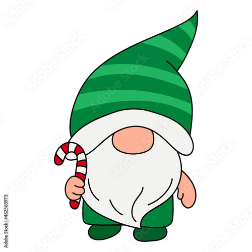 Xmas gnome vector illustration. Cartoon clipart Christmas gnome set for kids activity t shirt print, icon, logo, label, patch or sticker. Christmas character clipart.