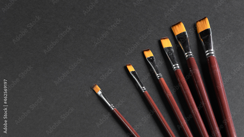 brushes for painting. brushes on a black background. accessories for the artist brushes for painting. brushes on a black background. accessories for the artist
