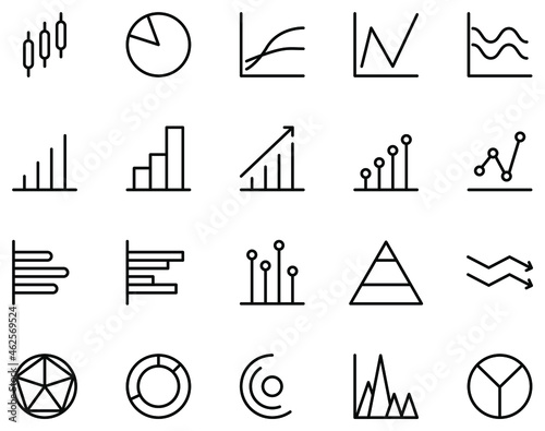 Graph and chart vector on white background.