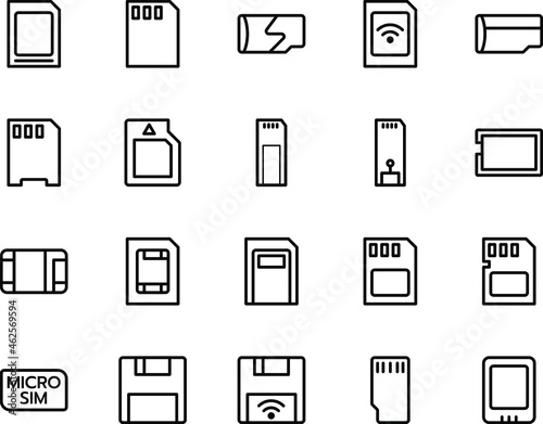 Memory card vector on white background.
