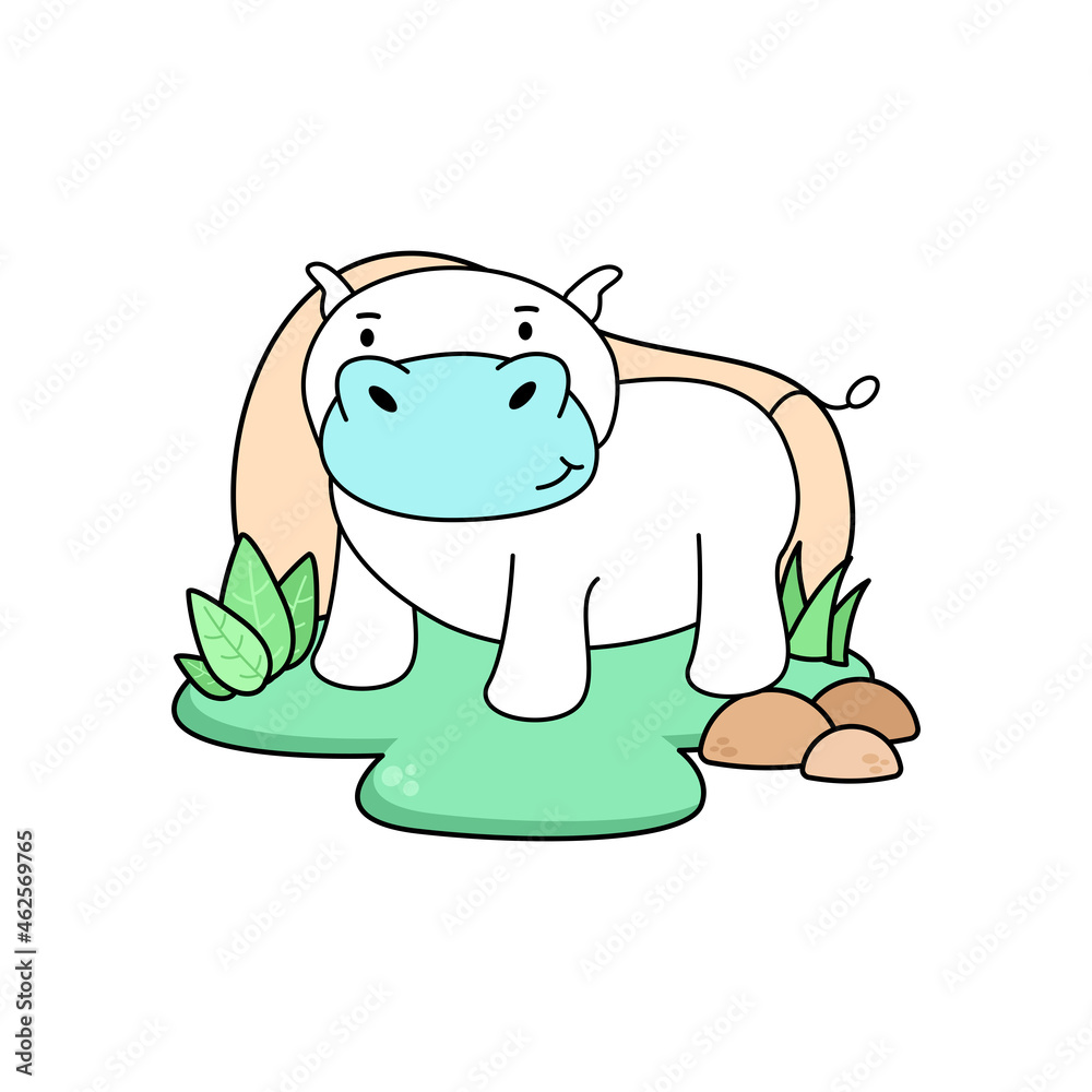 Obraz premium Hippopotamus illustration for background