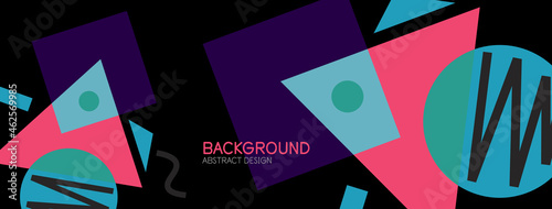 Abstract background. Blocks, lines, triangles, circles composition. Techno or business concept for wallpaper, banner, background, landing page
