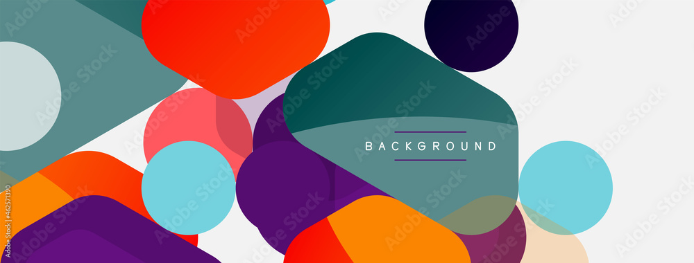 Abstract round geometric shapes and circles background. Trendy techno business template for wallpaper, banner, background or landing