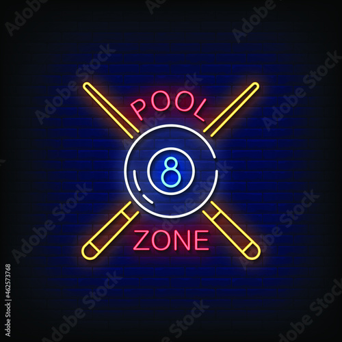 Pool Zone Neon Signs Style Text Vector