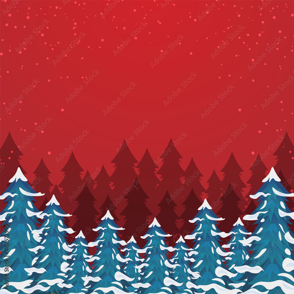 Christmas Winter landscape with hand drawn background Christmas Winter landscape with hand drawn background