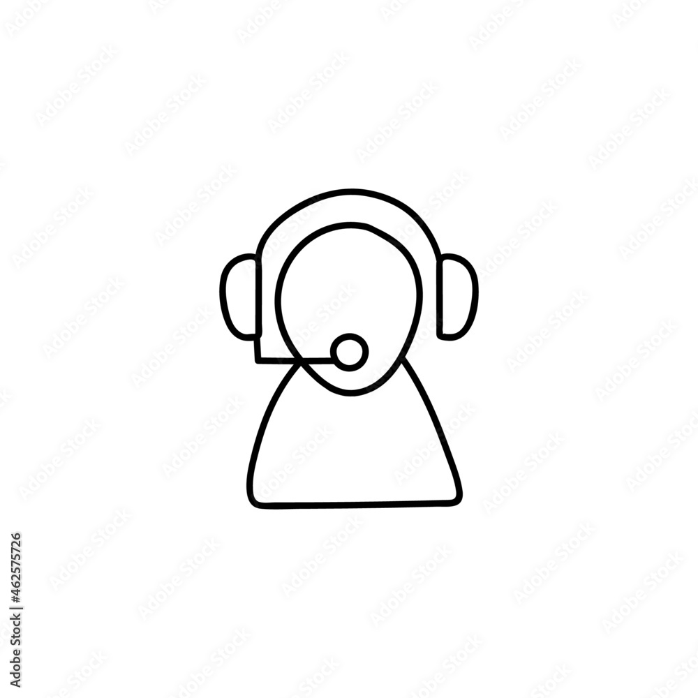 Customer service representative icon in flat black line style, isolated on white Customer service representative icon in flat black line style, isolated on white