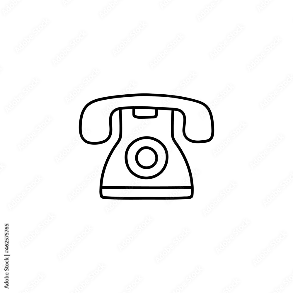 landline telephone, rotary phone icon in flat black line style, isolated on white landline telephone, rotary phone icon in flat black line style, isolated on white