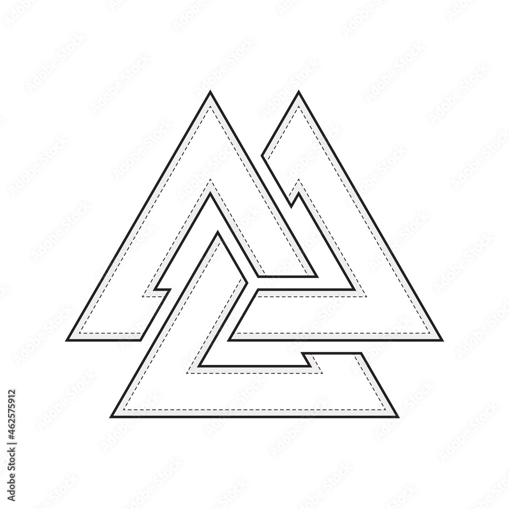 Vector viking symbol, strokes of intertwined triangles. Isolated on
