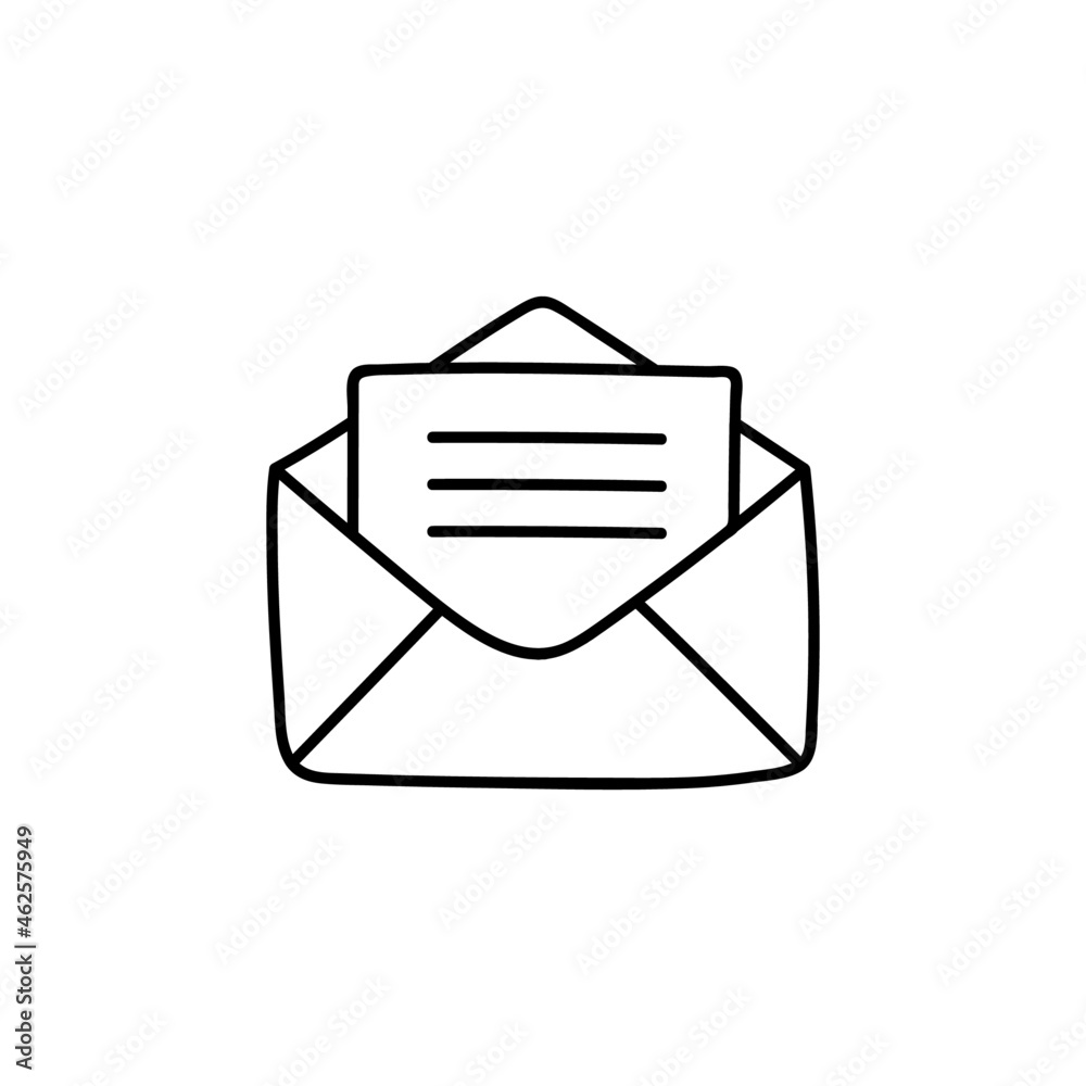 mail icon in flat black line style, isolated on white mail icon in flat black line style, isolated on white