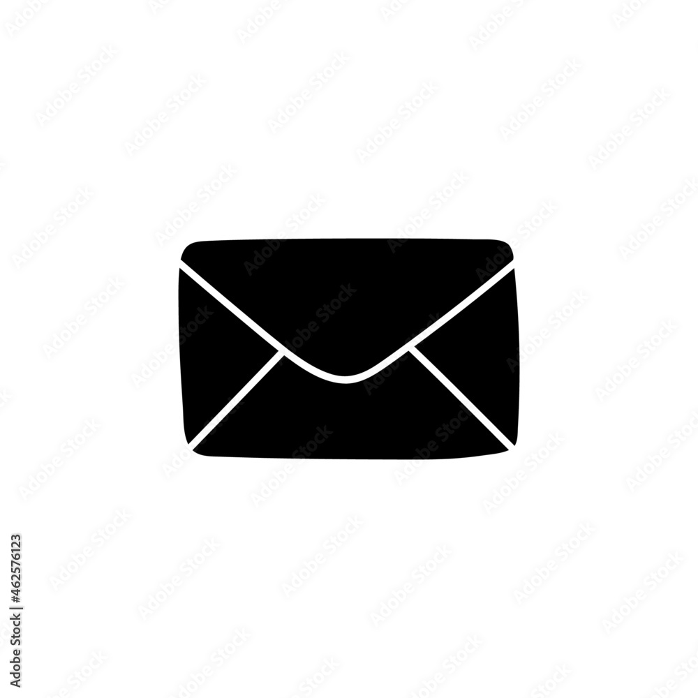 Envelope icon in solid black flat shape glyph icon, isolated on white background Envelope icon in solid black flat shape glyph icon, isolated on white background