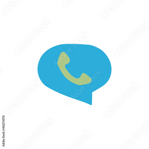 Chat bubble, with phone icon in color icon, isolated on white background 