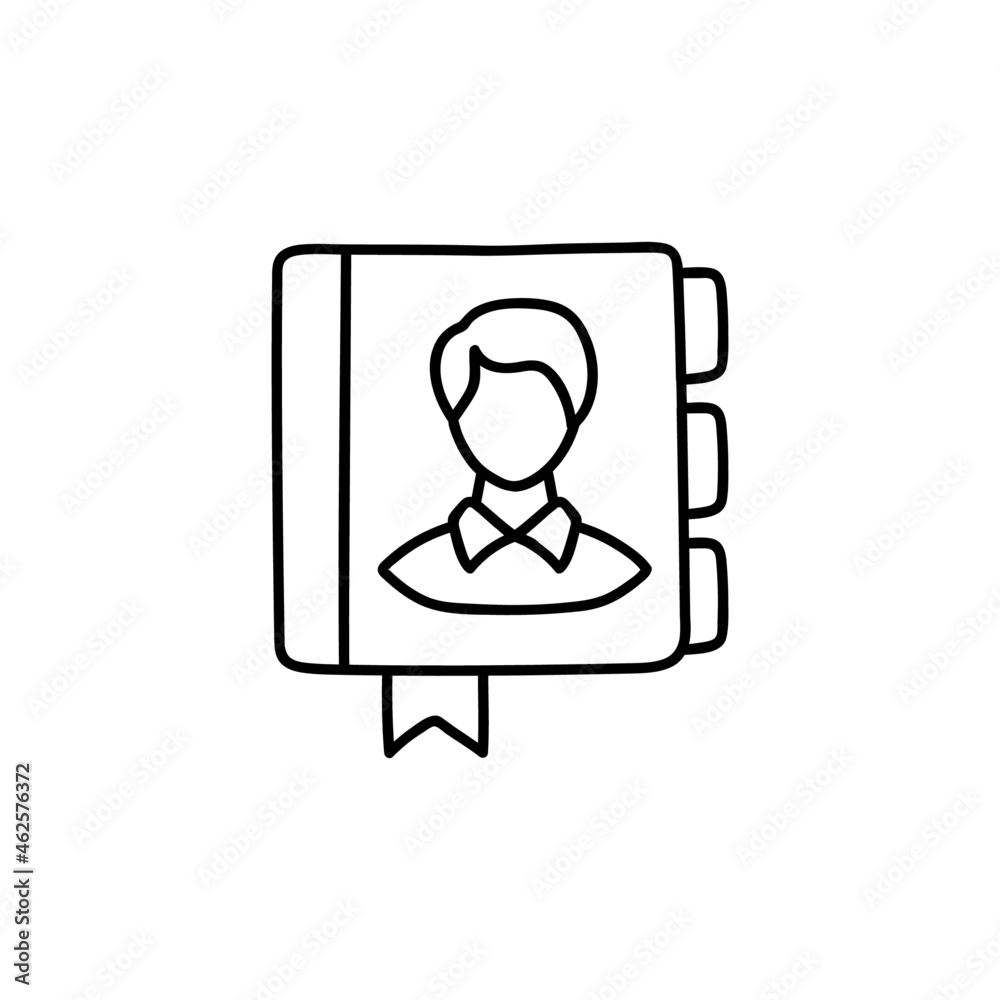 Phone book, telephone directory, address book, contact list icon in flat black line style, isolated on white background Phone book, telephone directory, address book, contact list icon in flat black line style, isolated on white background