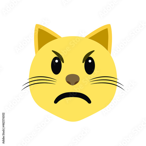 Cat emoji vector illustration pouting angry face