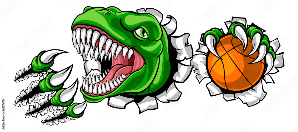 Dinosaur Basketball Player Animal Sports Mascot Dinosaur Basketball Player Animal Sports Mascot