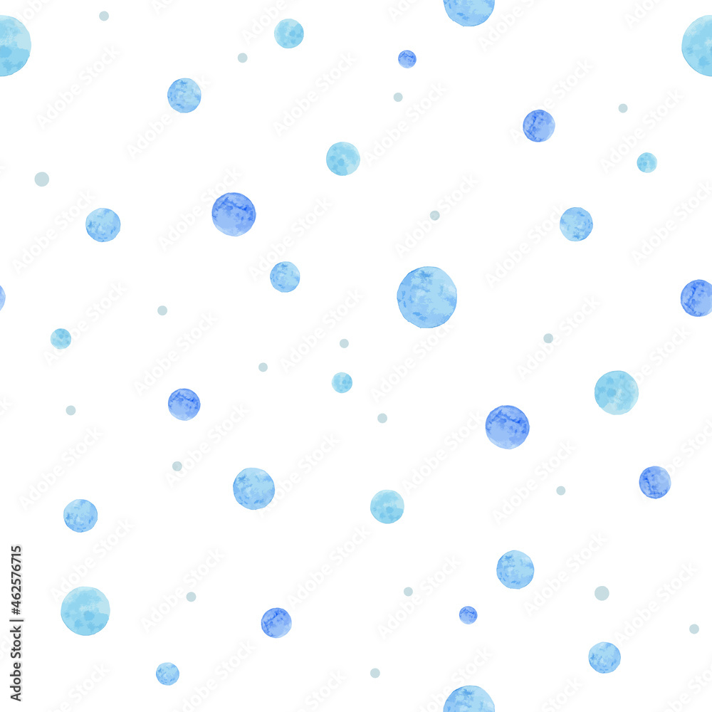 Blue Watercolor Spots Seamless Pattern Repeated Background