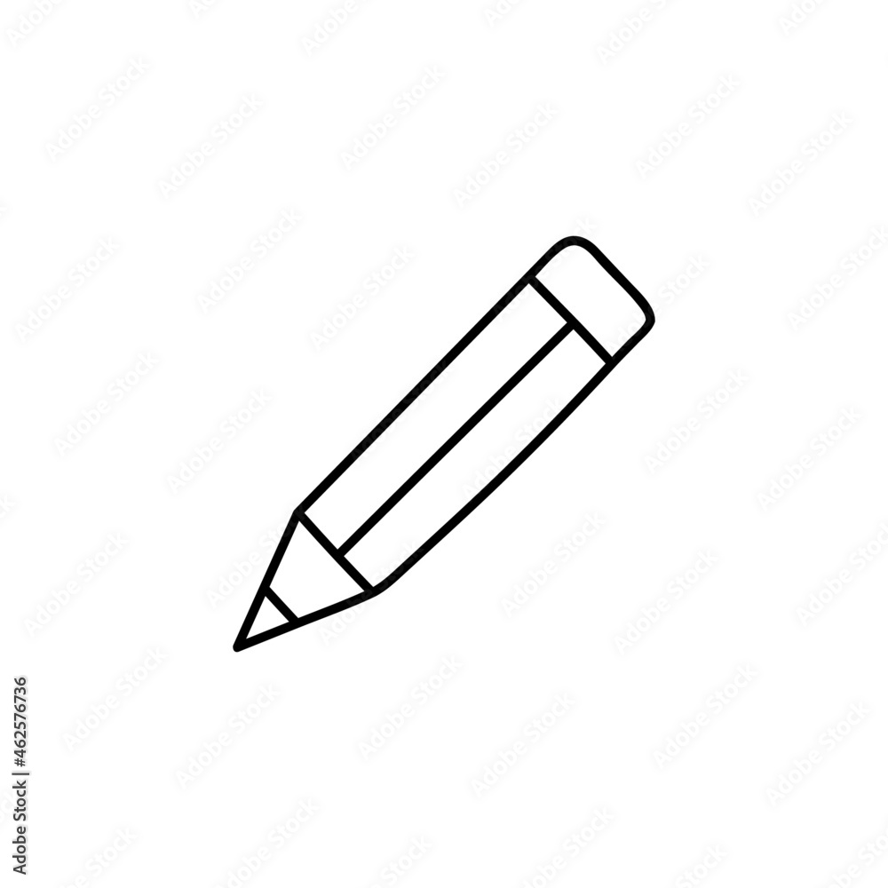 Pencil writing message icon in flat black line style, isolated on white background Pencil writing message icon in flat black line style, isolated on white background