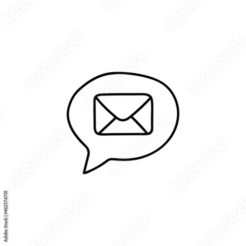 Free Download Chat bubble mail icon in flat black line style, isolated on white background  - GFXLoad