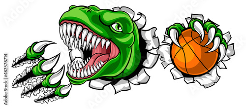 Dinosaur Basketball Player Animal Sports Mascot