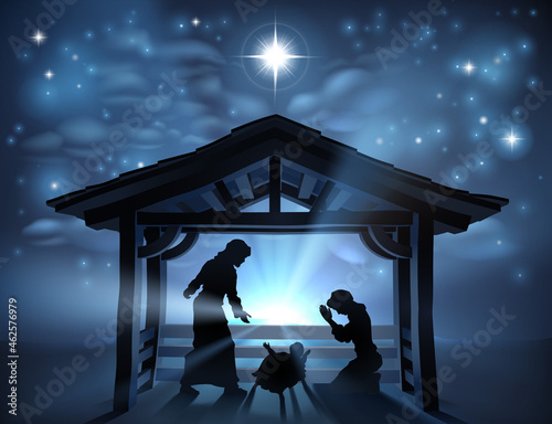 Christmas Nativity Scene Jesus Manger Silhouette