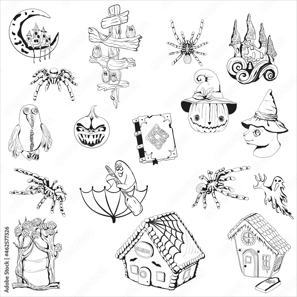 collection of designer graphics for halloween, halloween elements