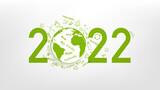 New year 2022 Eco friendly, Sustainability planning concept and World environmental with doodle icons