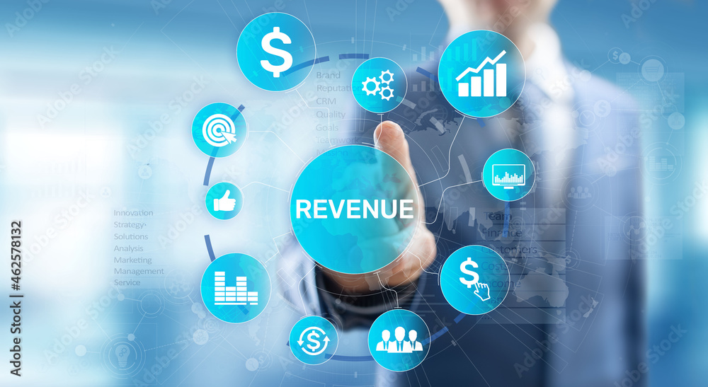 Revenue Increase sales financial growth business concept on virtual screen. Revenue Increase sales financial growth business concept on virtual screen.