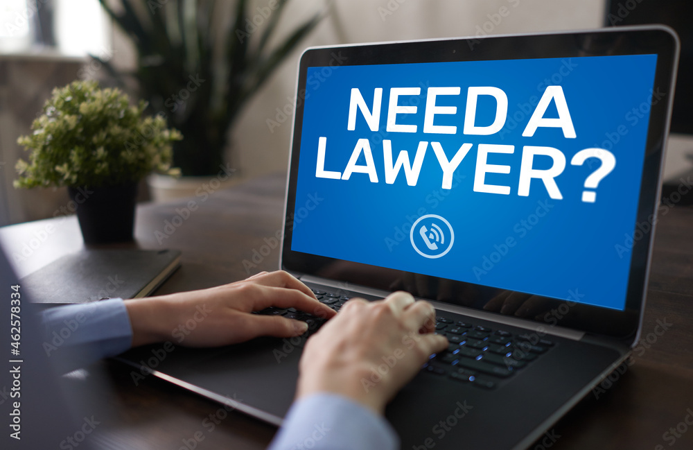 Need a lawyer. Call now message on screen. Attorney at law, Legal assistance online. Need a lawyer. Call now message on screen. Attorney at law, Legal assistance online.