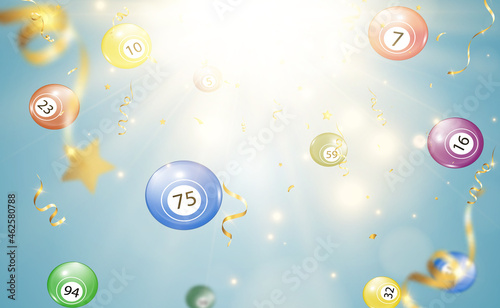 Vector illustration of lottery balls. Game or drawing of number balls.