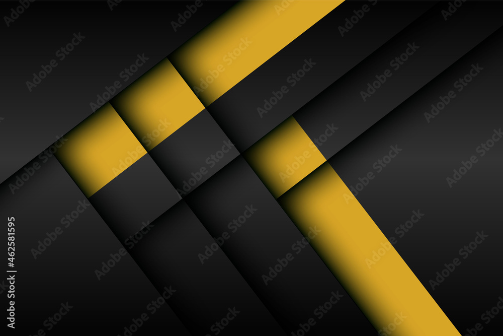 abstract black with yellow stripe shadow dimension layers background. eps10 vector