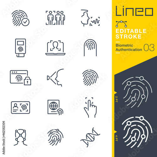 Lineo Editable Stroke - Biometric Authentication line icons
