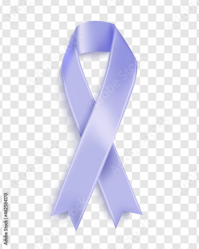 Vector illustration of esophageal cancer awareness tapes isolated on a transparent background. Realistic vector Periwinkle silk ribbon with loop