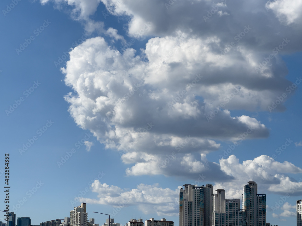 beautiful blue sky with clouds over the city beautiful blue sky with clouds over the city