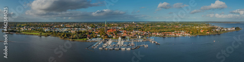 Panorama aerial view of town Schleswig on firth of Schlei, Schleswig-Holsten, Germany.  photo