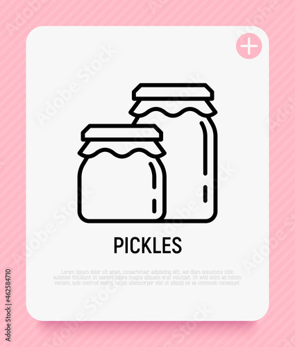 Pickles thin line icon. Modern vector illustration of jars.