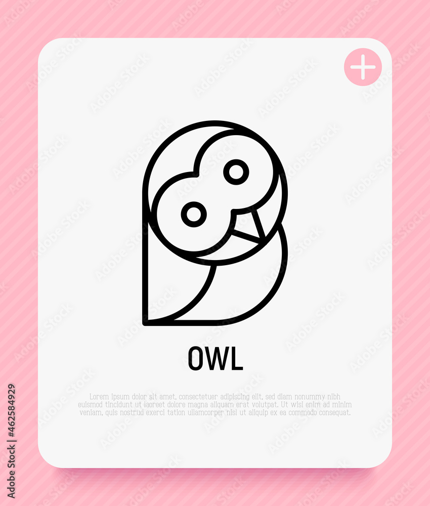 Funny owl with big eyes thin line icon. Modern vector illustration. Funny owl with big eyes thin line icon. Modern vector illustration.