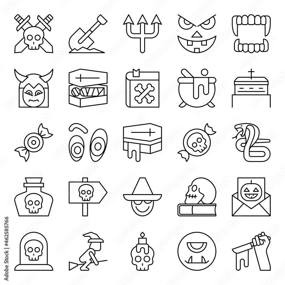 Fototapeta premium Outline icons for halloween.