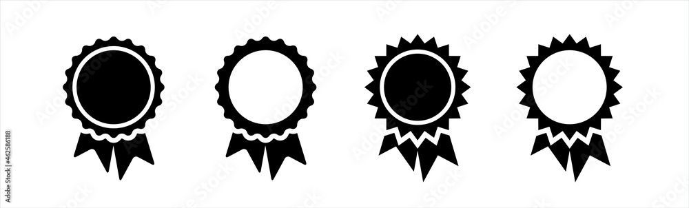 Badge with ribbons icon. Winning award, prize, medal or badge flat icon for apps and websites.