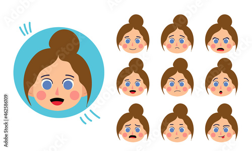 Girl. Human character for your scenes. Character ready for animation. Funny cartoon. The set for the character animation.