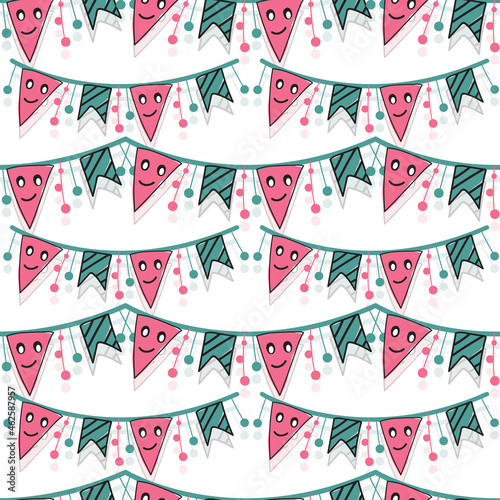Vector cute ribbon strings seamless pattern background for any celebration