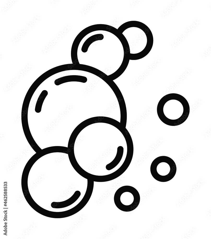 Bubbles flat line icon. Soap foam, oxygen bubble, fizzy drink vector signs. Outline sign for mobile concept and web design, store Bubbles flat line icon. Soap foam, oxygen bubble, fizzy drink vector signs. Outline sign for mobile concept and web design, store