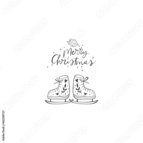 illustration of Christmas skates with ornaments on the signature Merry Christmas.
Sheath used for commercial purposes as parrern, pattern, stickers, logos, decor and more photo