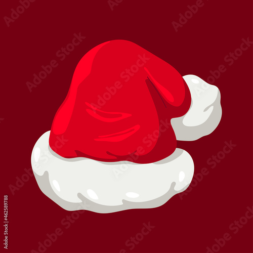 Santa Claus hat vector illustration isolated on a red background.
