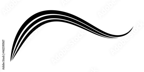 Curved three stripes calligraphy element vector calligraphy sea wave, elegantly curved ribbon logo photo
