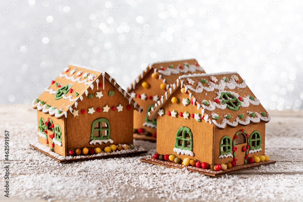 Christmas gingerbread house on white background