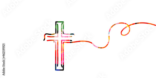 Christian cross isolated vector illustration. Religion themed background. Design for Christianity, prayer and care, church service, communion, charity, help and support