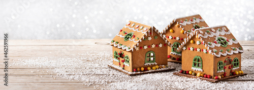 Christmas gingerbread house on white background photo