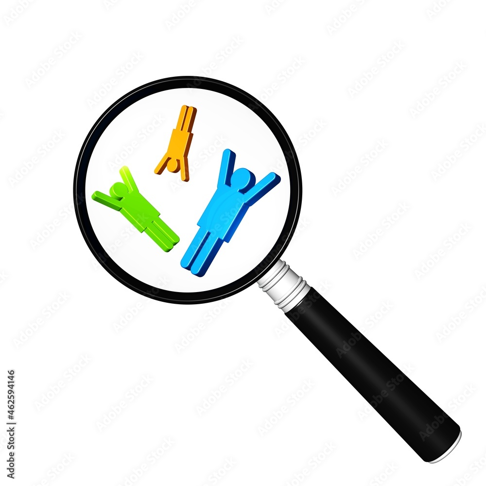 Menschen unter der Lupe Stock Illustration | Adobe Stock